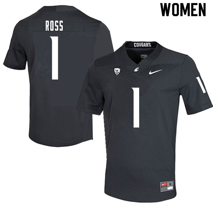 Women #1 Tyrese Ross Washington State Cougars College Football Jerseys Sale-Charcoal